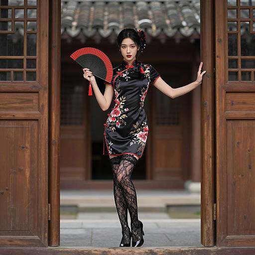 Elegant East Asian Woman in Tradition