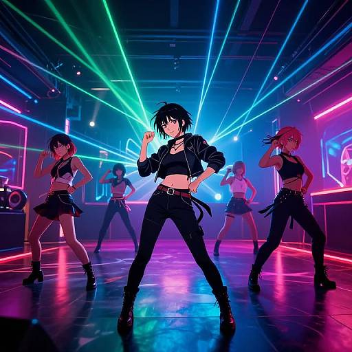 Vibrant Anime Dance Club Scene