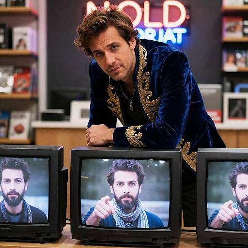 Vintage Shop Scene with CRT TVs