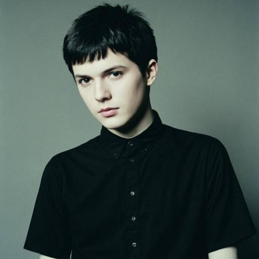 Young man with short cropped hair in black shirt