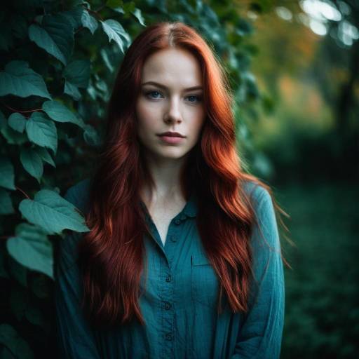 Portrait of Red-Haired Woman in Nature