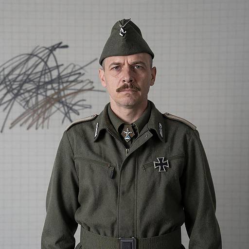 Middle-aged male German soldier in WWII uniform