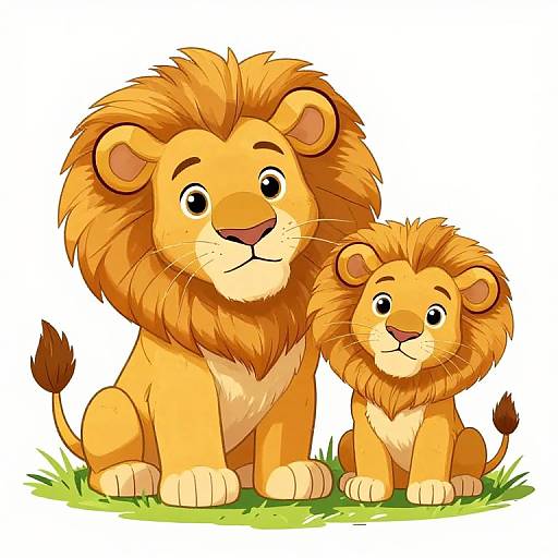Cute Cartoon Baby Lions Sitting Together
