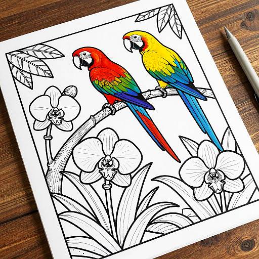 Vibrant Tropical Bird Sanctuary Coloring