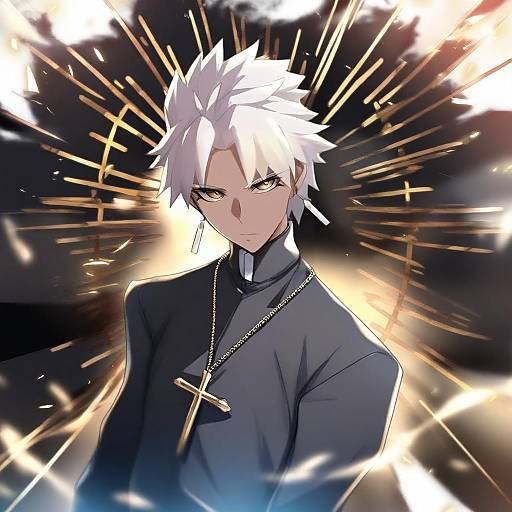 Illustration of Amakusa shirou (fate), fate (series) in the style of Ban! (bansankan)
