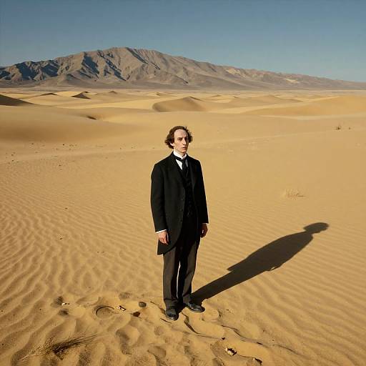 Surreal Victorian Figure in Desert