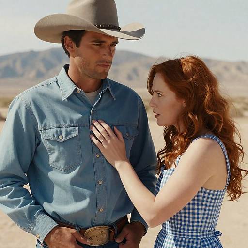 Romantic Desert Encounter Under Bright Sunlight