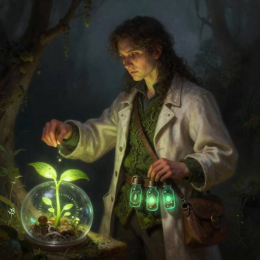 Arcane Botanist with Bioluminescent Flora