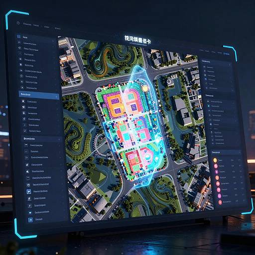 Futuristic Cyberpunk Site Plan Interface