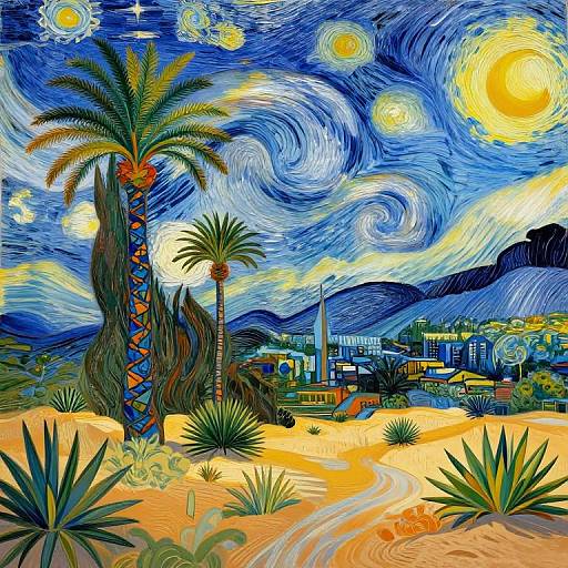 Futuristic Van Gogh Desert Landscape