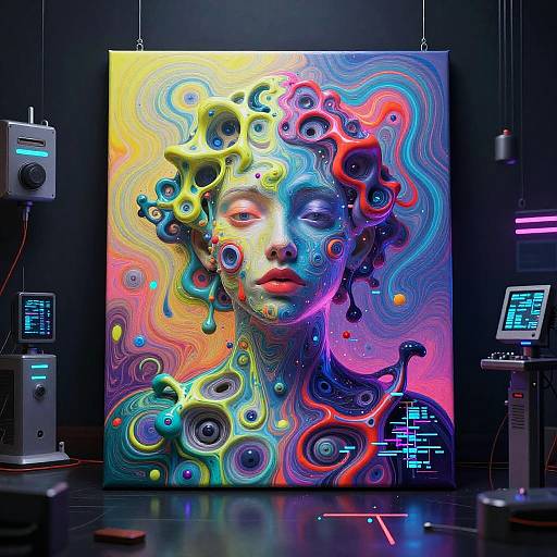 AI-Driven Neon Surrealist Art