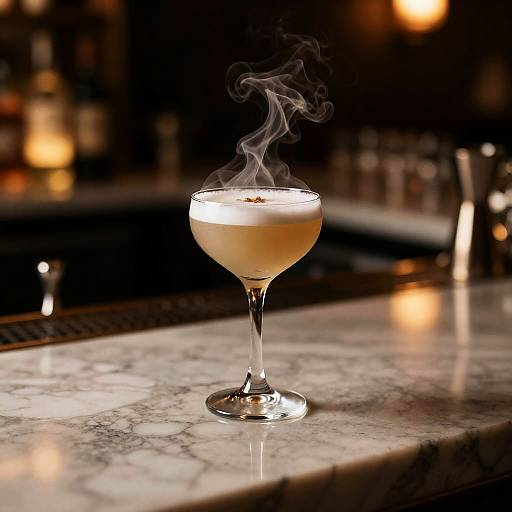 Smoky Mezcal Cocktail on Marble Counter
