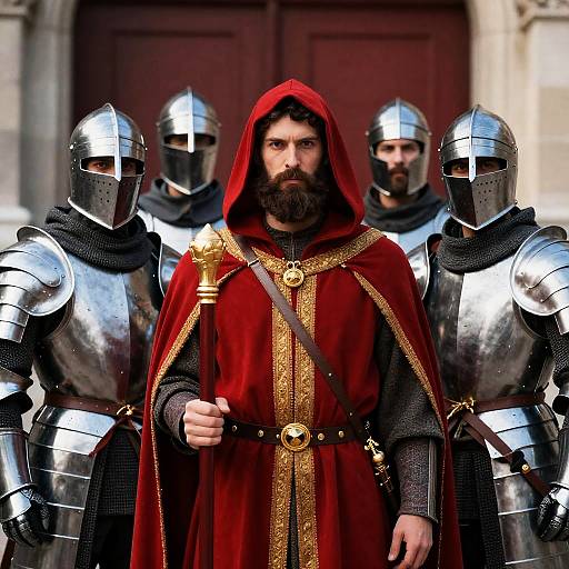 Mysterious Bearded Man with Knights