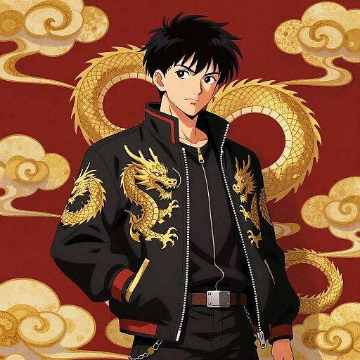 Chinese Eren Yeager with Dragon Motifs