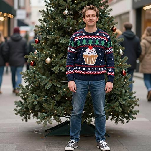 Festive Christmas Sweaters Outdoors Photo