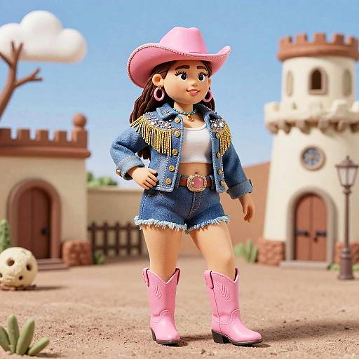 Glam Cowgirl Claymation Portrait
