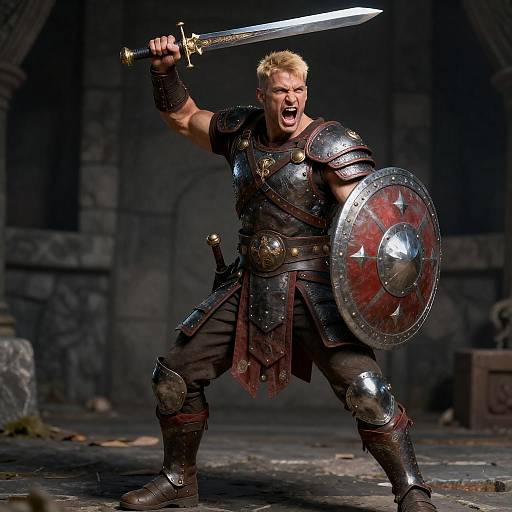 Dynamic Warrior in Action Pose