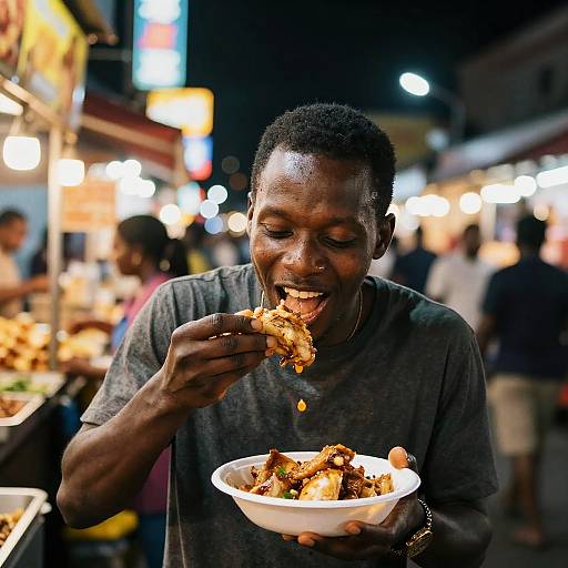 Joyful Nighttime Street Food Feast