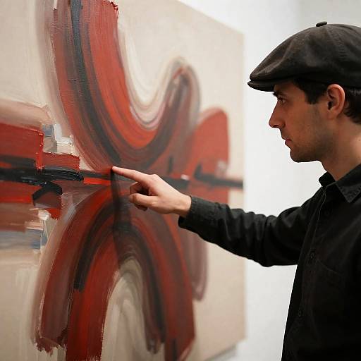 Man Engrossed in Abstract Art Experience