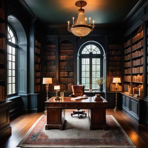 Serene Writer in a Majestic Library