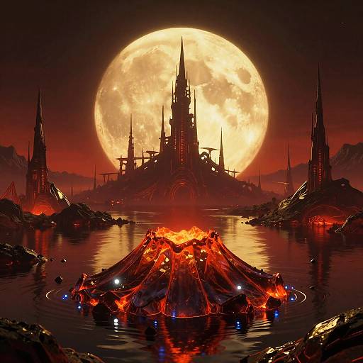 Futuristic Alien Landscape at Night