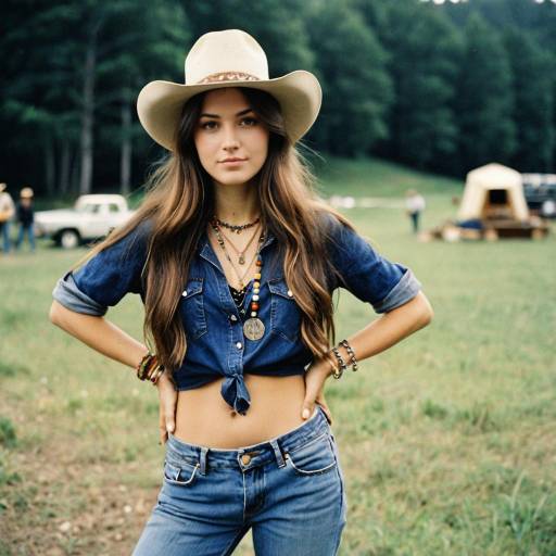 Woodstock Hippie Girl in Denim Style