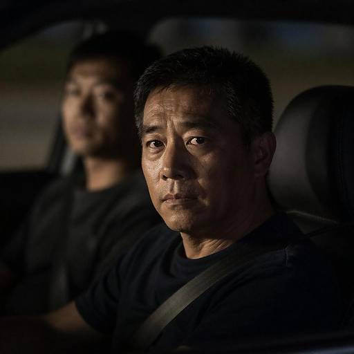 Intense Nighttime Portrait in a Car