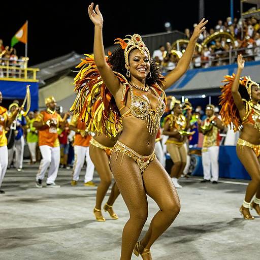 Joyful Samba Dancer at Midnight Festival