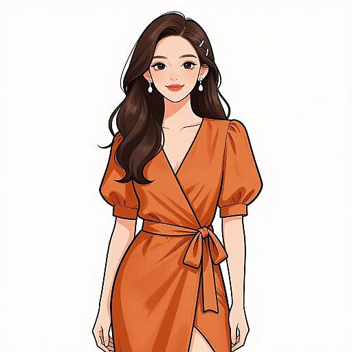 Chic Woman in Silk Wrap Dress