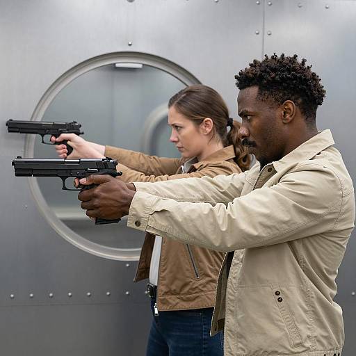 Dramatic Standoff Through a Circular Window