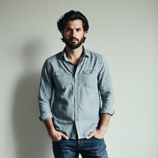 Casual Man with Tousled Hair and Beard