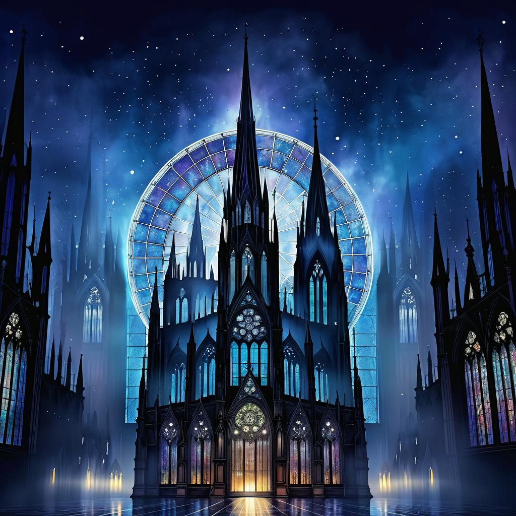 Eerie Gothic Cathedral Under Moonlight