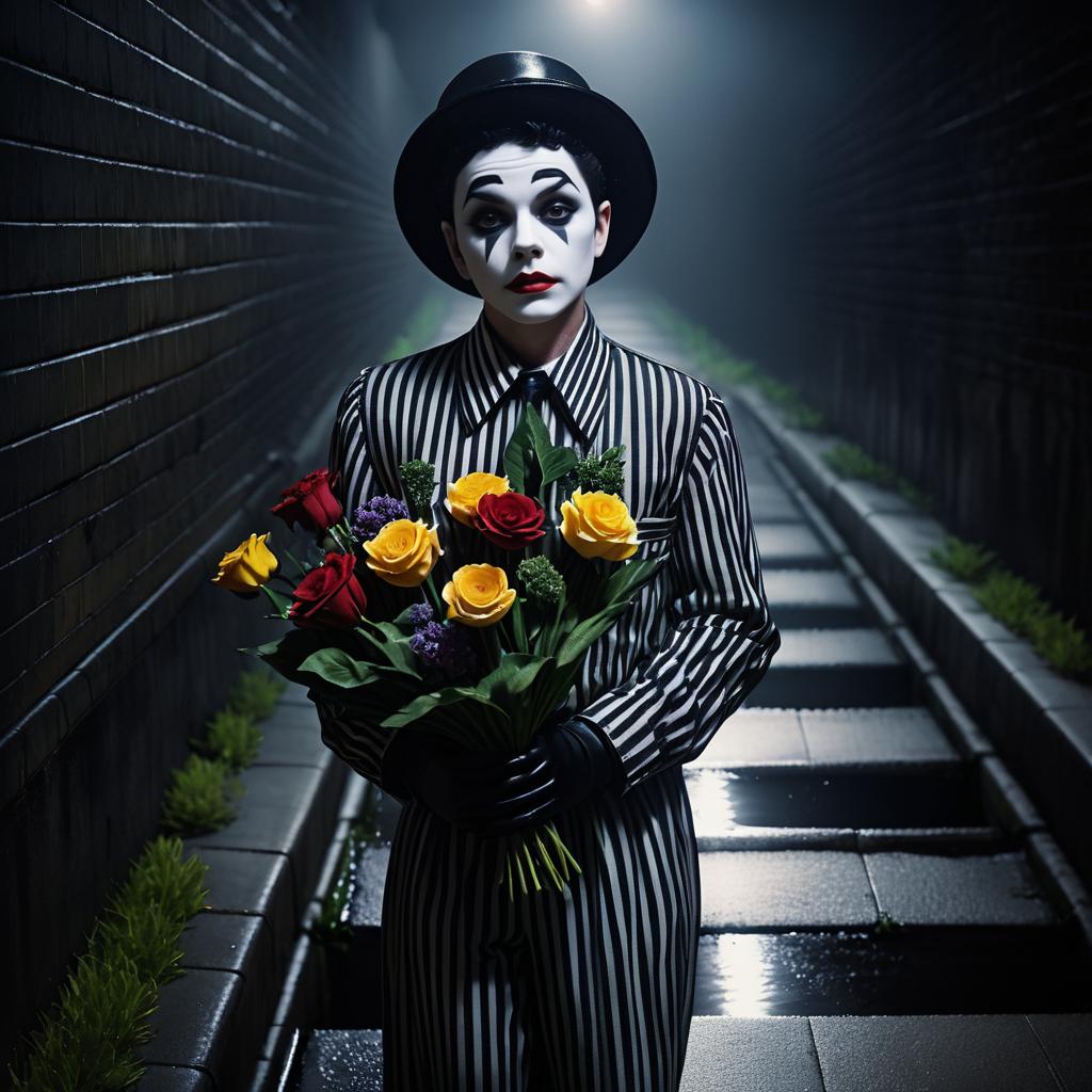 Eerie Mime in Gutter: A Dark Discovery