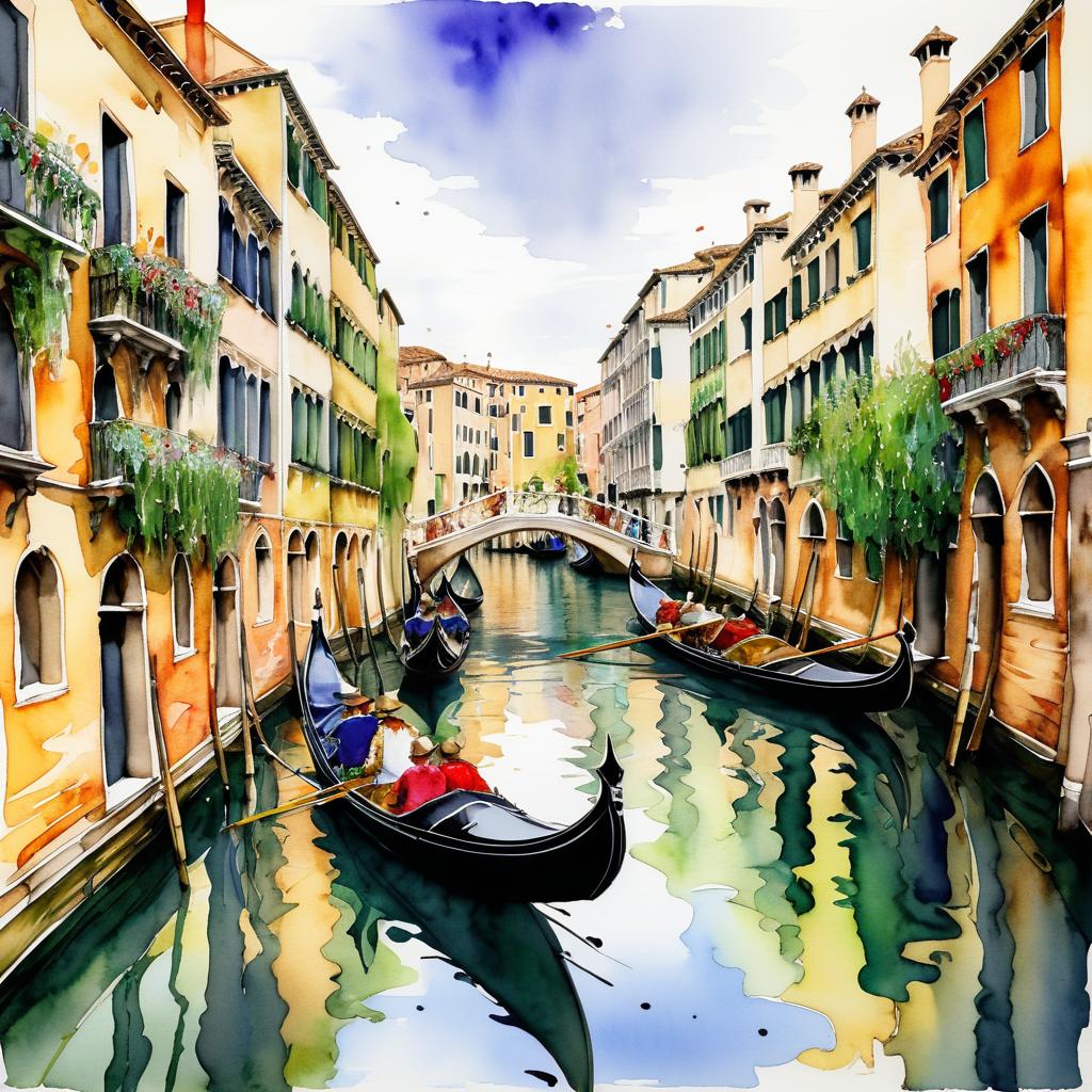 Vibrant Venetian Gondola in Summer Festival