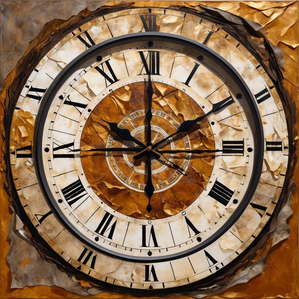 Rusty Clock and Crumpled Parchment Art