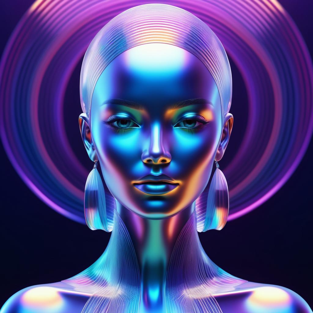 Captivating 3D Female Bust in Jewel Tones