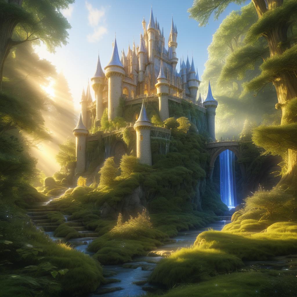 Enchanted Castle in a Fantasy Forest