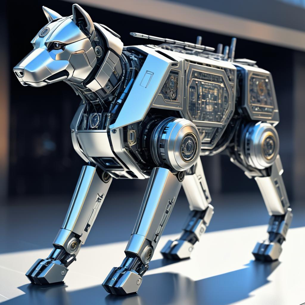 Ultra-Detailed Sci-Fi Robot Dog Illustration