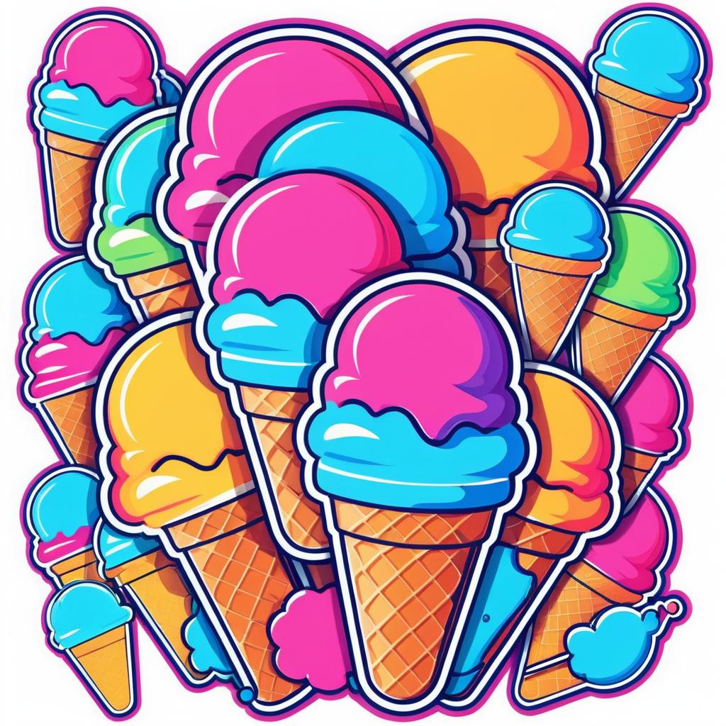 Vibrant Pop Art Ice Cream Sticker