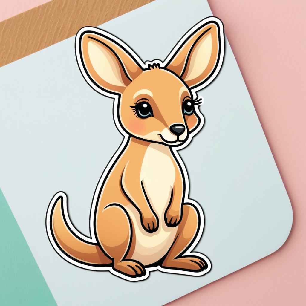 Whimsical Cute Kangaroo Sticker Design