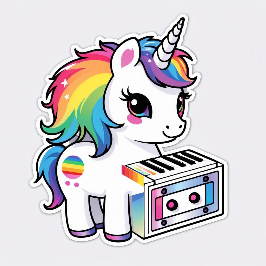 Kawaii Unicorn Playing Modular Synth Sticker