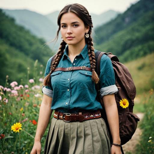 Realistic Female Trekking Outfit in Nature