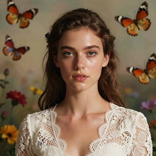 Portrait of Woman with Butterflies