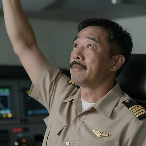 Intense Portrait of a Pilot in Cockpit