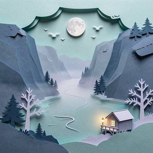 Misty Fjord Paper Cut Artwork