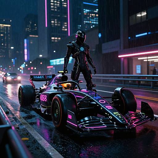 Neon Noir Sci-Fi Formula 1 Racing