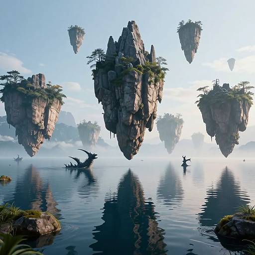 Serene Floating Island Archipelago