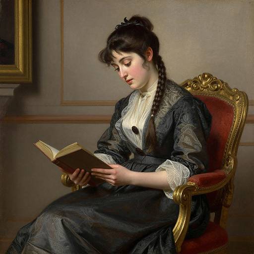 Neoclassical Oil Portrait of Serene Reader