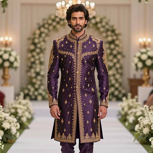 Man in Purple Sherwani at Wedding
