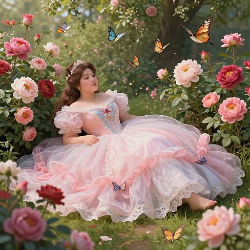 Plump Princess in Blooming Garden